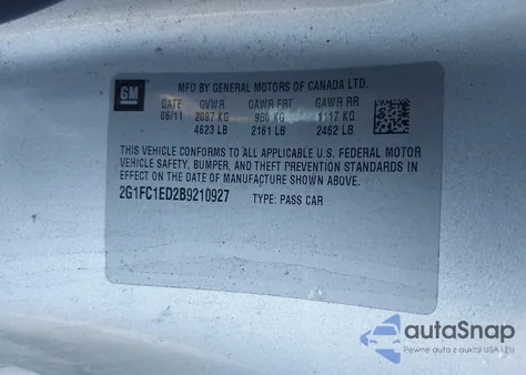 2011 Chevrolet Camaro 2Lt из США, поврежденный, VIN 2G1FC1ED2B9210927